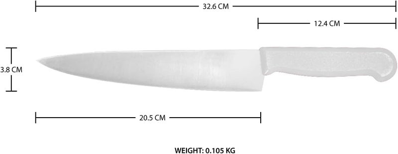 Kitchen Master 8 Inch Stainless Steel Professional Chef Knife (White) | NSF Certified for Dairy & Baked Goods - Image 2